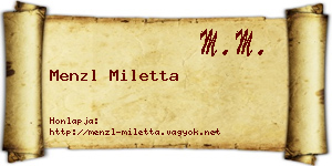 Menzl Miletta névjegykártya